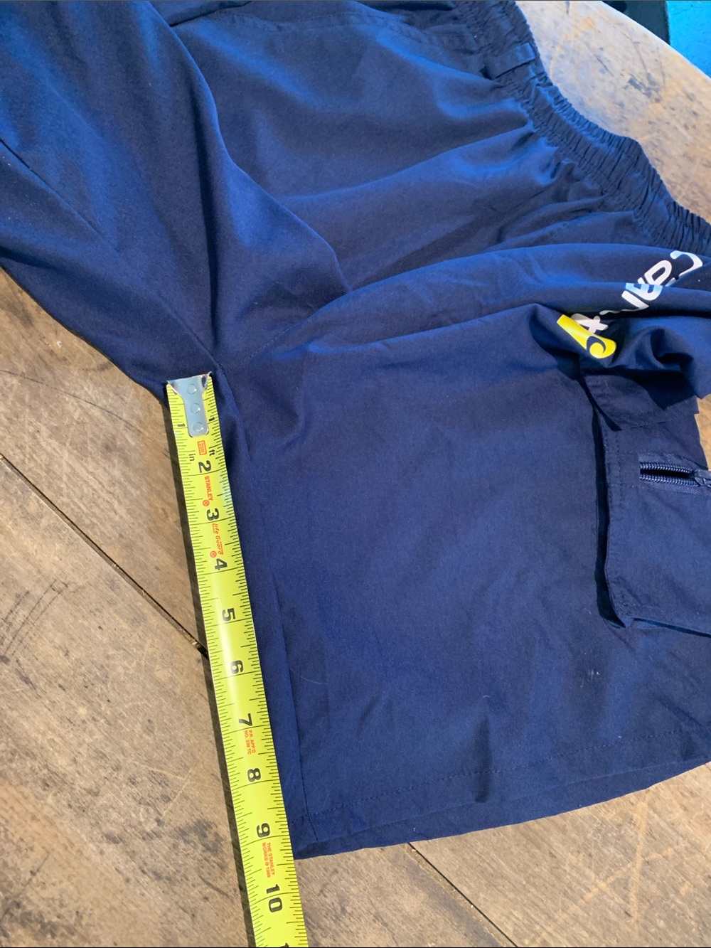Carhartt Teens/ Men’s Navy Cargo Shorts with Yellow Logo - Picture 11 of 11